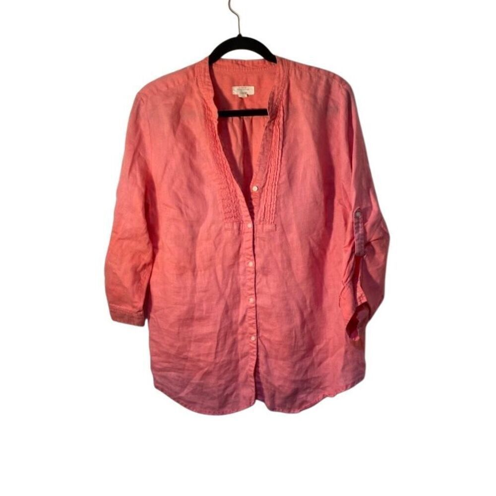 Charter club luxury, 100% linen, salmon, pink V-neck top XL